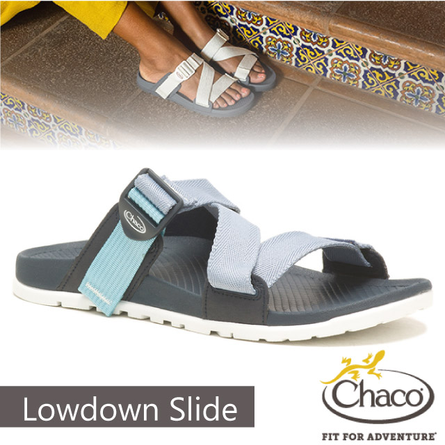 【美國 Chaco】女款 LOWDOWN SLIDE 休閒涼鞋(含鞋袋)/戶外拖鞋/CH-LSW01-HJ22 天際灰藍✿30E010